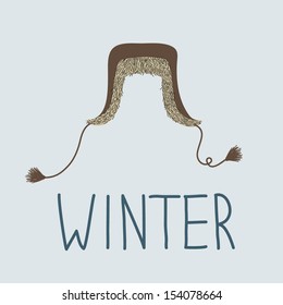 Illustration with winter fur-cap