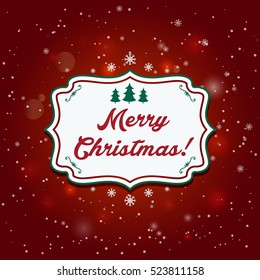 Illustration winter label with hand drawn lettering text Merry Christmas. Vector