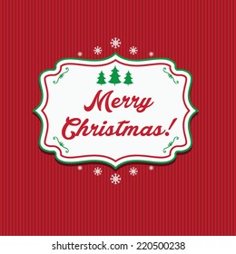 Illustration winter label with text Merry Christmas. Vector