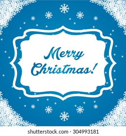 Illustration winter label with text Merry Christmas. Vector
