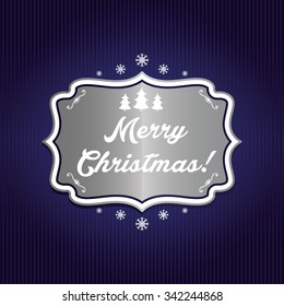 Illustration winter label with text Merry Christmas. Vector