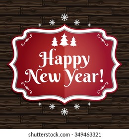Illustration winter label with text Merry Christmas. Vector