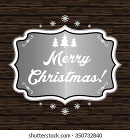 Illustration winter label with text Merry Christmas. Vector