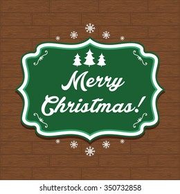 Illustration winter label with text Merry Christmas. Vector