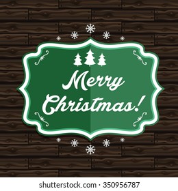 Illustration winter label with text Merry Christmas. Vector
