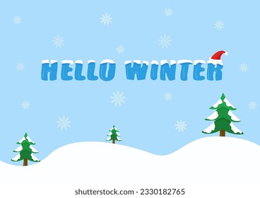 Illustration of a winter landscape in cartoon style, for use in printed materials, as well as for the Internet