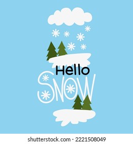 Illustration of a winter landscape with handmade text