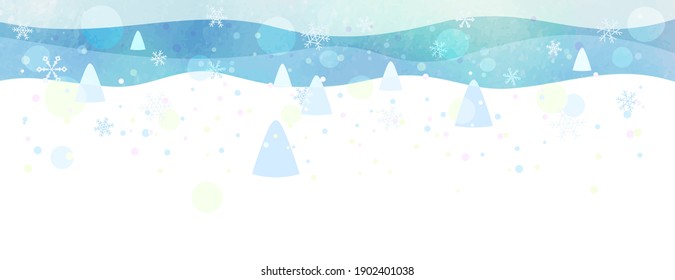Illustration of winter landscape on white background