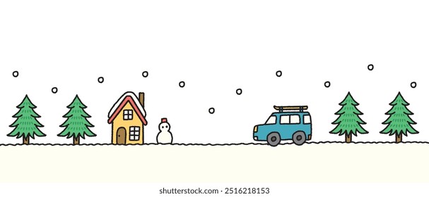 Ilustración de fondo de Vector de paisaje de invierno 