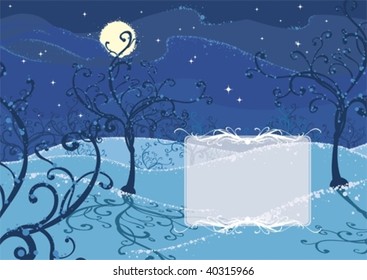 illustration of a winter night with a place for the text