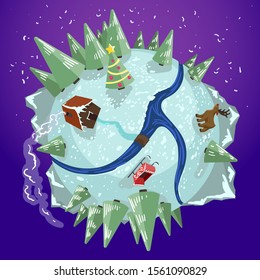 Illustration of winter on the planet