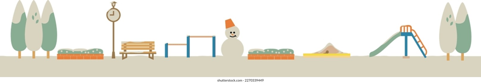 Illustration of a winter park background material
