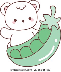 Illustration of winter polar bear bring a peas