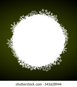 Illustration Winter Round Snowing Frame with Snowflakes - Vector