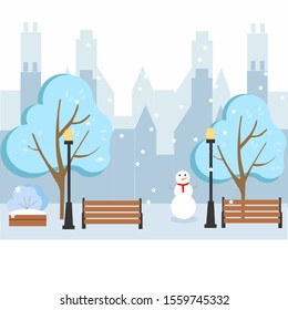 
Illustration of a winter town