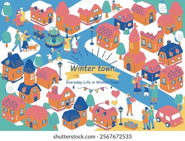 illustration of a winter townscape