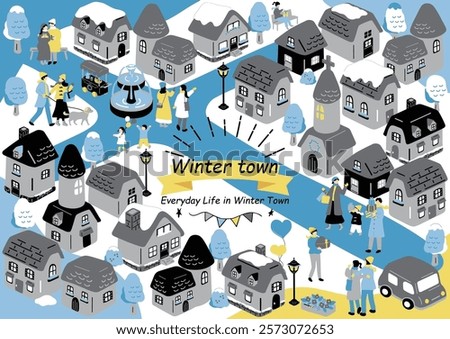 illustration of a winter townscape