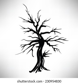  illustration with winter tree  on a white background