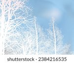 illustration with winter trees in snow