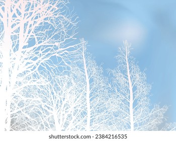 illustration with winter trees in snow