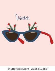  Illustration Winter with Vintage Sunglasses