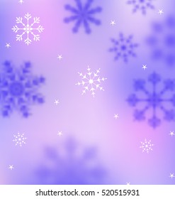 Illustration Winter Wallpaper with Snowflakes, Blurred Banner - Vector