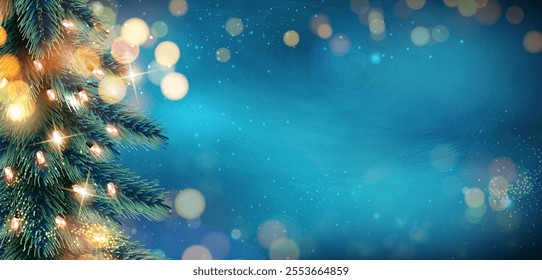 illustration of  wintertime festive for Merry Christmas and Happy New Year seasonal greetings holiday background