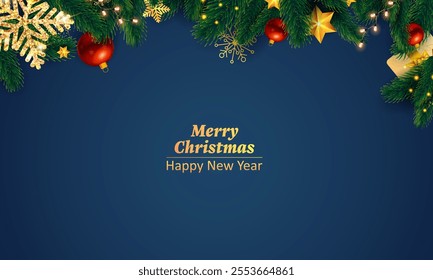 illustration of  wintertime festive for Merry Christmas and Happy New Year seasonal greetings holiday background