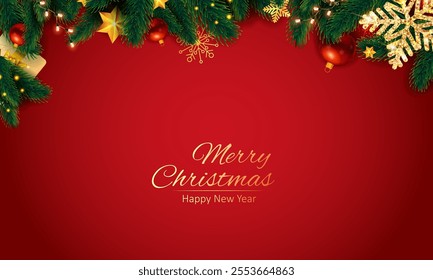 illustration of  wintertime festive for Merry Christmas and Happy New Year seasonal greetings holiday background