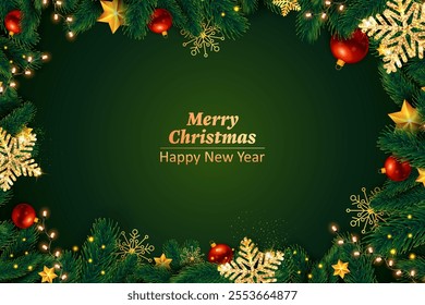 illustration of  wintertime festive for Merry Christmas and Happy New Year seasonal greetings holiday background