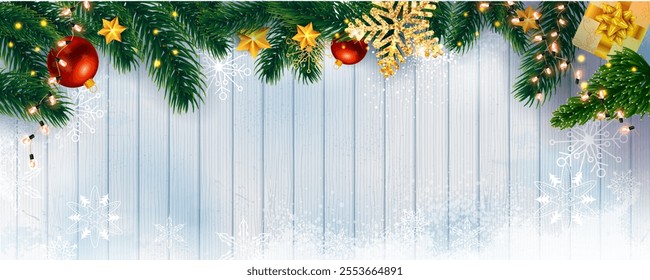 illustration of  wintertime festive for Merry Christmas and Happy New Year seasonal greetings holiday background