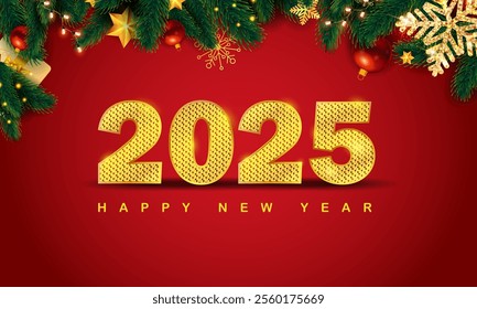 illustration of wintertime festive for Merry Christmas and Happy New Year seasonal greetings holiday background