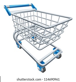 An illustration of a wire supermarket shopping cart trolley or basket