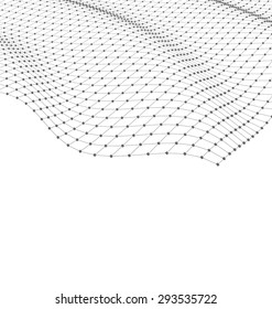 Illustration Wireframe Area Mesh Polygonal Surface, Futuristic Technology Background, Copy Space for Your Text  - Vector