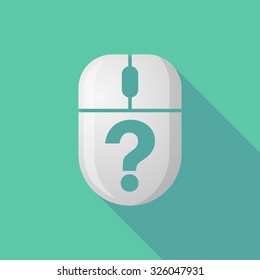 Illustration of a wireless long shadow mouse icon with a question sign