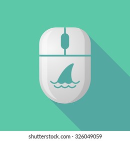 Illustration of a wireless long shadow mouse icon with a shark fin