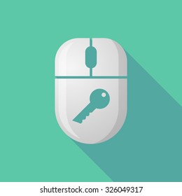 Illustration of a wireless long shadow mouse icon with a key