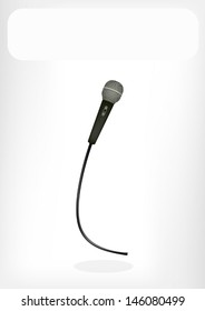 An Illustration  of Wireless Microphone with White Label for Copy Space and Text Decorated 
