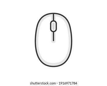 Illustration of a wireless mouse on a personal computer.