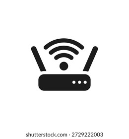 Eine Abbildung eines drahtlosen Routers mit Signalwellen.