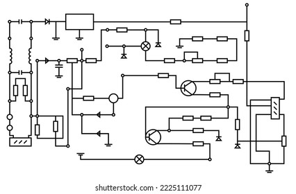 Illustration of wiring diagram on white background, banner design