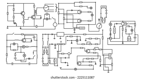 Illustration of wiring diagram on white background, banner design