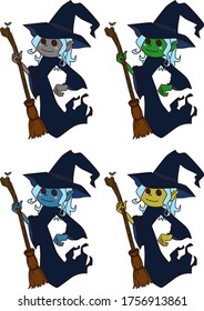 Illustration of a witch with a broom
