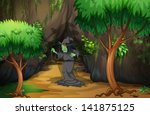Illustration of a witch in the forest