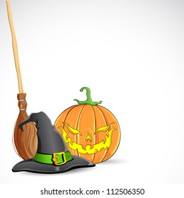 illustration of witch hat on pumpkin for halloween