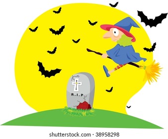 illustration of witch on white