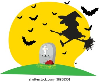 illustration of witch on white