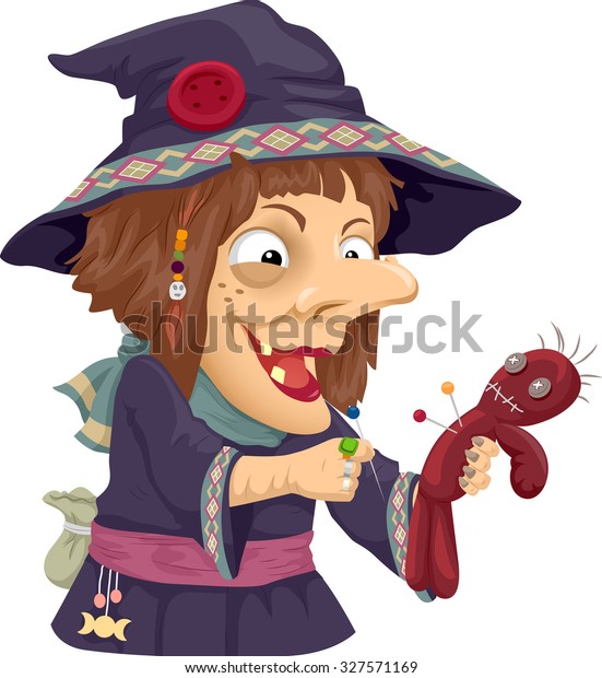 witch with voodoo doll