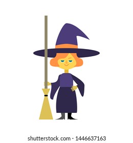 Illustration of a witch standing with a whistle