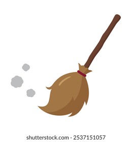 Illustration of a witch-like broom sweeping